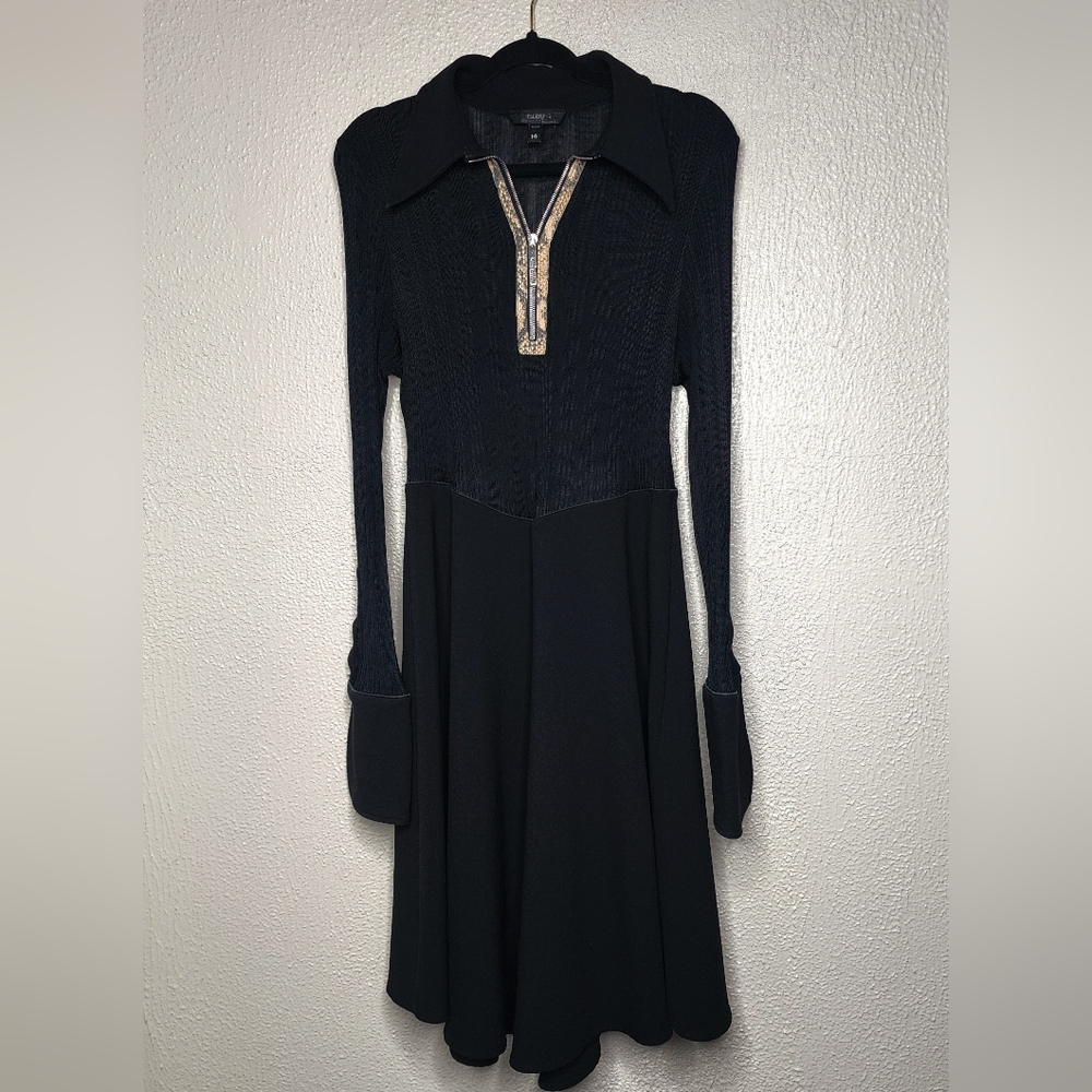 ELLERY Calabasas Zip Up Panel Long Sleeve Black Dress Size 14